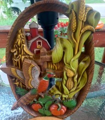 Vintage BURWOOD PRODUCTS WALL ART, PHEASENT, BARN, CORN, TOMATOES , 3 D, MCM