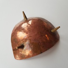 Copper art trinket coin dish tripod legs MCM retro modernist triangular vintage