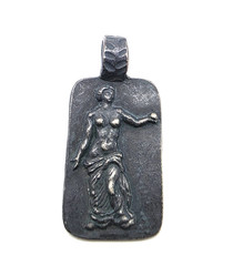 Ancient Greek Roman Silver Pendant Aphrodite Venus Goddess Apple Artifact