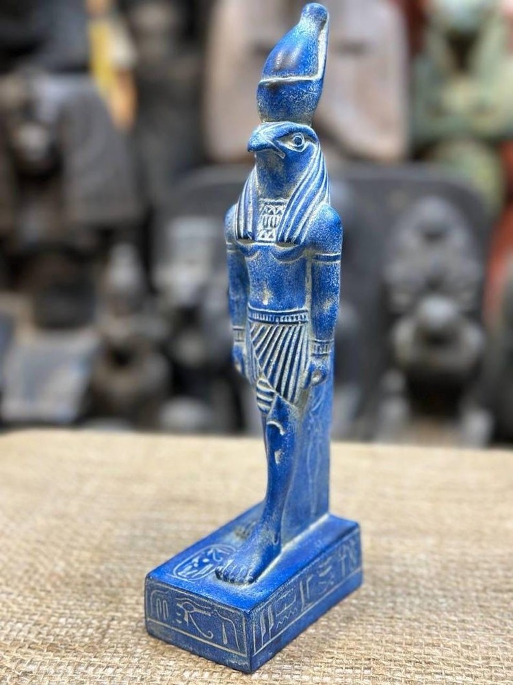 Ancient Egyptian Horus Falcon Statue Rare Lapis Lazuli Pharaonic Figurine BC