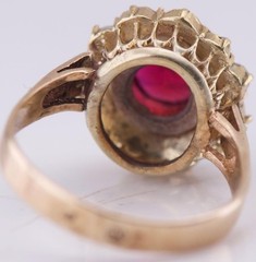 MUSEUM GRADE: Antique Faberge 14k Gold 1.77ct Ruby & 1ct Diamond Ring c1890’s