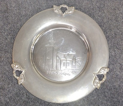 Art Metal Plate SPIND KIRKE Norway Hand Hammered MCM Unique Old Estate Find GI