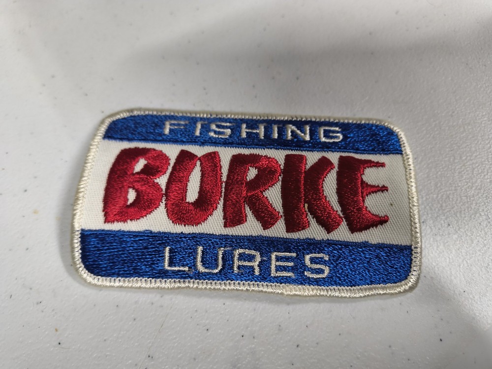 Vintage Burke Fishing Lures Patch Red White And Blue Colors Outdoors