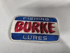 Vintage Burke Fishing Lures Patch Red White And Blue Colors Outdoors