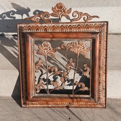 Vintage Art Nouveau Style Heavy Bronze Metal Wall Hanging Art Ornate Roses