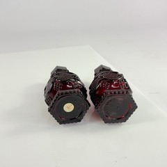 Avon 1876 Cape Cod Collection Ruby Red Glass Salt and Pepper Shakers Set Vintage