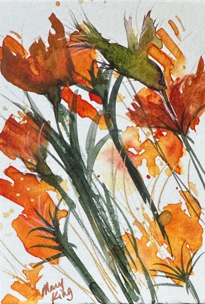 Watercolor ACEO Original Painting by Mary King – Hummingbird