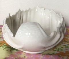 Vtg Lenox Cream Shell Leaf Shaped Bowl Serving Dish Coastal Decor Made in USA