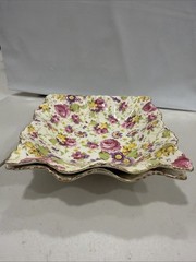 VINTAGE James Kent Longton Britain Rapture Chintz Roses 5” Set Of 2 Ring Dish