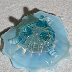 American Northwood Klondike Glass Bowl Blue Opalescent Footed USA Vintage