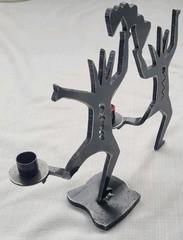 Vintage Original Ivan McLean Cut Steel Metal Sculpture Candle Holder Heart 1998
