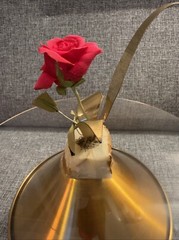 VTG Mid Century MODERN DEMOTT ROSE COPPER METAL SCULPTURE ON ONYX STONE