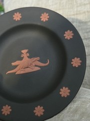 Wedgwood Jasperware Black & Terracotta Egyptian Crocodile Pin Trinket Dish RARE