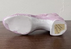 2 Antique 1868 Porcelain Slippers Victorian Edwardian Gold Trim Hand Painted PJF