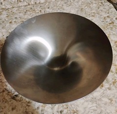 Modernist Jorgen Moller Footed Bowl Complet Royal Copenhagen Stainless Steel 11″