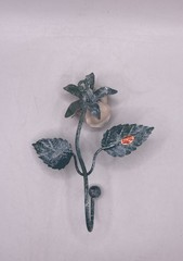 VTG 1980s Italian Tole Rose Wall Hook Made in Italy Painted Metal Floral Hook