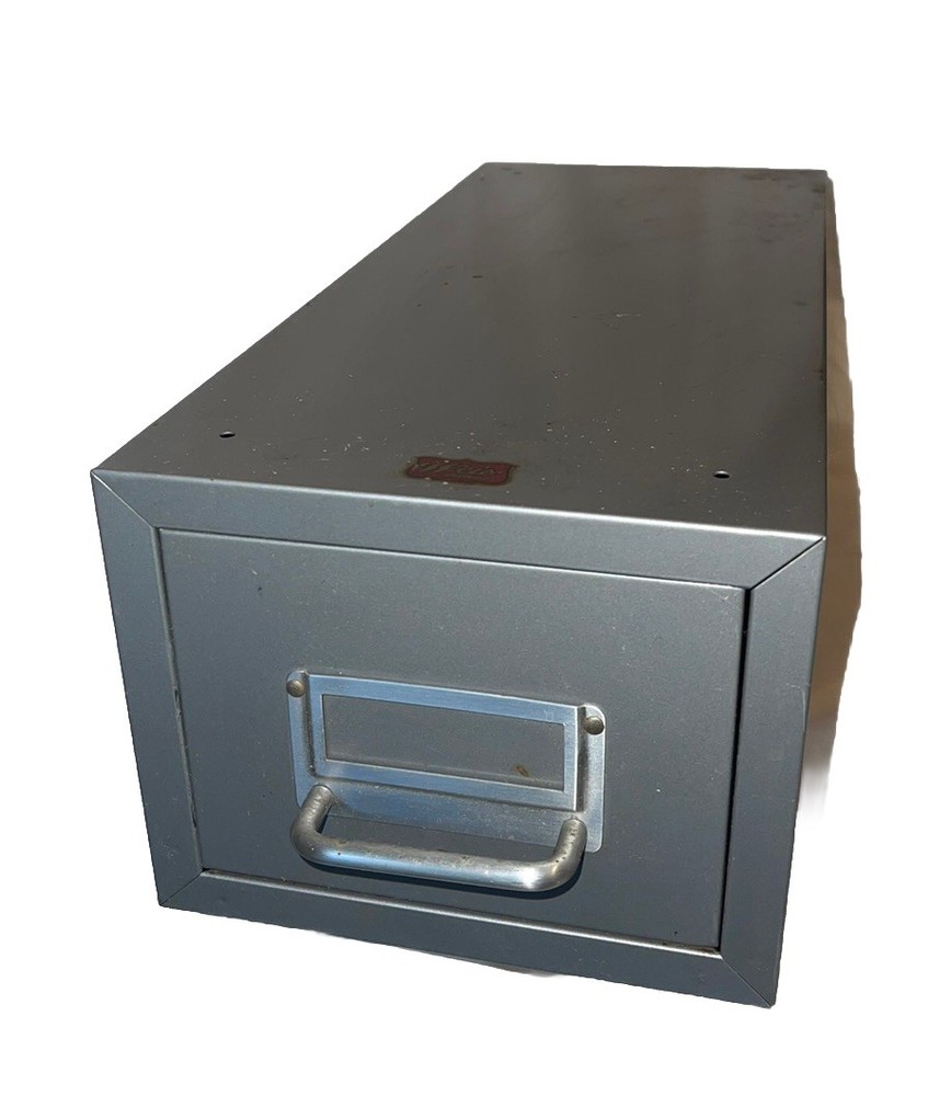 Weiss Steel 16” Long Index Card Single Drawer Metal File Filing Cabinet Vintage