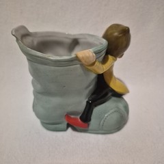 3 Vtg Acme China Norcrest Made In Japan Big Eyed PIXIE ELF Planters Whimsical