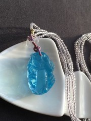 Natural Beautiful Blue Aquamarine Quartz Crystal Pendant