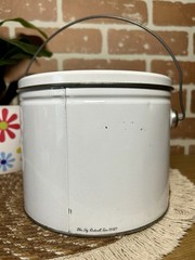 Vintage Rare Deco Metal Empty Tin Rainbow Sun Face Clouds Large With Handle