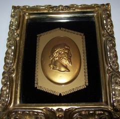 Vintage Mid Century Neoclassical Roman Emperor Cameo Relief Picture Wall Hanging