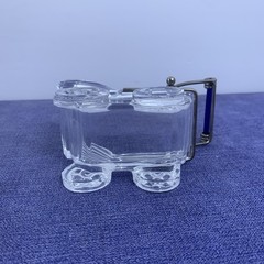 KristalColor Lead Crystal Small Baby Carriage with Cobalt Handle – made in Italy