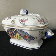 VTG 1970’s BOHO CHIC COVERED TOBACCO LEAF DISH~BY SEYMOUR MANN FINE CHINA~RARE