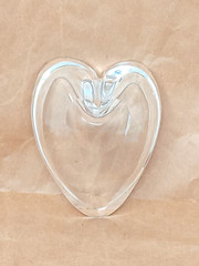 Orrefors Kosta Boda Sweden Lead Crystal Heart glass Trinket Dish signed euc