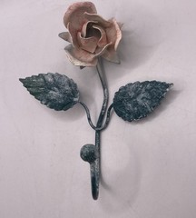VTG 1980s Italian Tole Rose Wall Hook Made in Italy Painted Metal Floral Hook