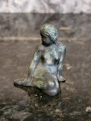 Vintage Cast Metal La Petite Sirene of Denmark Little Mermaid Figurine 2″ Patina