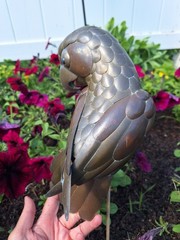 Vintage Brass & Copper Parrot Hanging Sculpture without perch