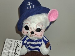 ANNALEE NEW Sailor Mouse 8″ Plush w/ Ship Wheel helm. White/Blue 2005 adorable.