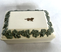 Wedgwood Etruria & Barlaston Trinket Box Queen’s Ware England w/Tiger RARE! B710