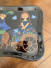 JAKOB STUCKI Switzerland Folk Art 12” Pottery Plate Tray Marked