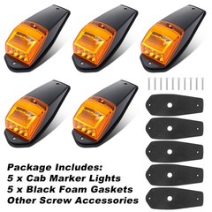 5 Pack 34 LED Semi Truck Cab Lights, Waterproof Chrome Amber Roof Markers