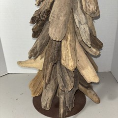 27” Driftwood Christmas Tree Hand Crafted Wood with Metal Star Folkart Rustic