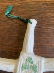 Belleek St Brigid’s Day Cross Ireland Wall Hanging Ornament Parian China Signed