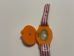 Avon Small World Fragrance Watch 1971 Girl Black Hair Orange Dress VTG With Box