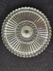 Vintage 1930’s Akro Agate Clear Glass Ribbed Powder Jar / Trinket Dish w/ Lid