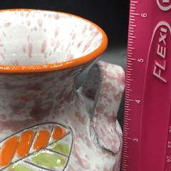 RARE Vintage Handled Made In Italy Orange Splatter Artisan Pottery Vase MCM