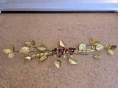 Vintage Homco Copper Brass Rose Ribbon Hanging Wall Art Swag 27” MCM Decor USA