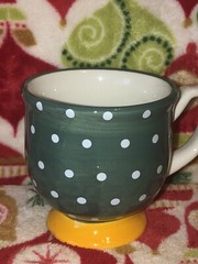 Footed Large Mug PIONEER WOMAN From my Frontier to Yours Polka Dot Green Fun