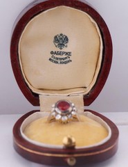 MUSEUM GRADE: Antique Faberge 14k Gold 1.77ct Ruby & 1ct Diamond Ring c1890’s