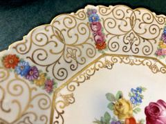Dresden Flowers, Schumann Bavaria PIERCED RETICULATED BOWL & Underplate PERFECT
