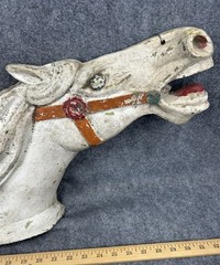 antique horse head hanging large 25 inch cast metal carousel piece original 1920