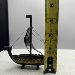Viking Ship Iron Model Copper Brass 4 1/2″ Long Norway Vintage Travel Souvenir