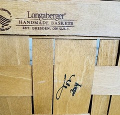 Longaberger Picnic Basket w/ 2 Insert Protectors, Double Handle, Wine & Cheese