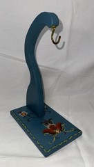 Vintage Norwegian Hand Painted Rosemaling Blue Wood Banana Holder Signed Norsk