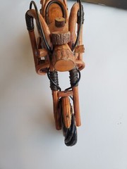 Wooden Motorcycle Model Handmade Chopper Collectible Sculpture Cycle 12″ 6″ 3″
