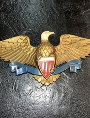 Sexton 27” Patriotic American Eagle Shield Wall Plaque Gold Aluminum Vintage